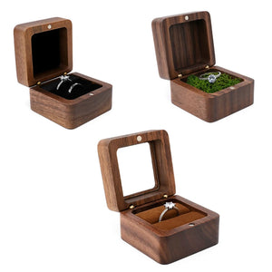 Natural Wooden Portable Jewelry Storage Box Ring Earrings Box