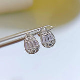 925 Silver Pear Diamond Stud Earrings 18K Gold-Plated