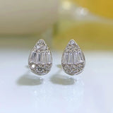 925 Silver Pear Diamond Stud Earrings 18K Gold-Plated