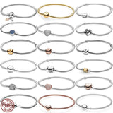 925 Silver Women's Bracelet Bucket Buckle Charm Beaded DIY Jewelry