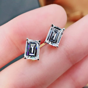 925 Silver Emerald & Diamond Earrings