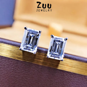 925 Silver Emerald & Diamond Earrings