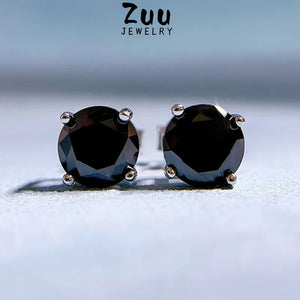 925 Silver 1CT Round High-Carbon Jewel Earrings Lady Jewelry