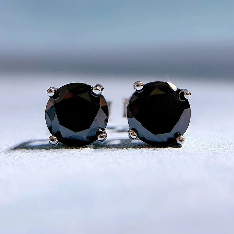 925 Silver 1CT Round High-Carbon Jewel Earrings Lady Jewelry