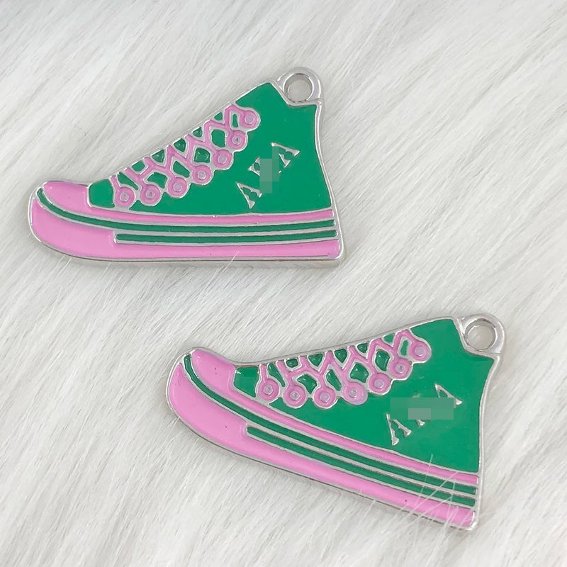 Greek Pink Green Bowknot High Heel Shoe Charms for Women Pendant