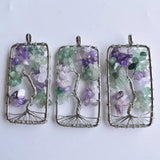 Amethysts Tree Of Life Pendant Necklace Crystal Choker Jewelry 6pcs