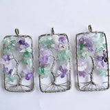 Amethysts Tree Of Life Pendant Necklace Crystal Choker Jewelry 6pcs