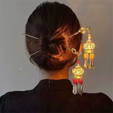 Palace Lantern Hairpin Clips Metal Hair Sticks Forks for Hanfu Dress