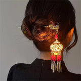 Palace Lantern Hairpin Clips Metal Hair Sticks Forks for Hanfu Dress