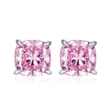 S925 Silver Carbon Diamond Earrings 10*10 Pink Diamond Earrings Female Ins