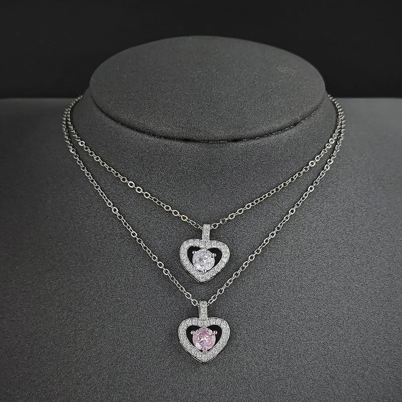 Silver Heart Shape Pendants Necklace for Women x703S