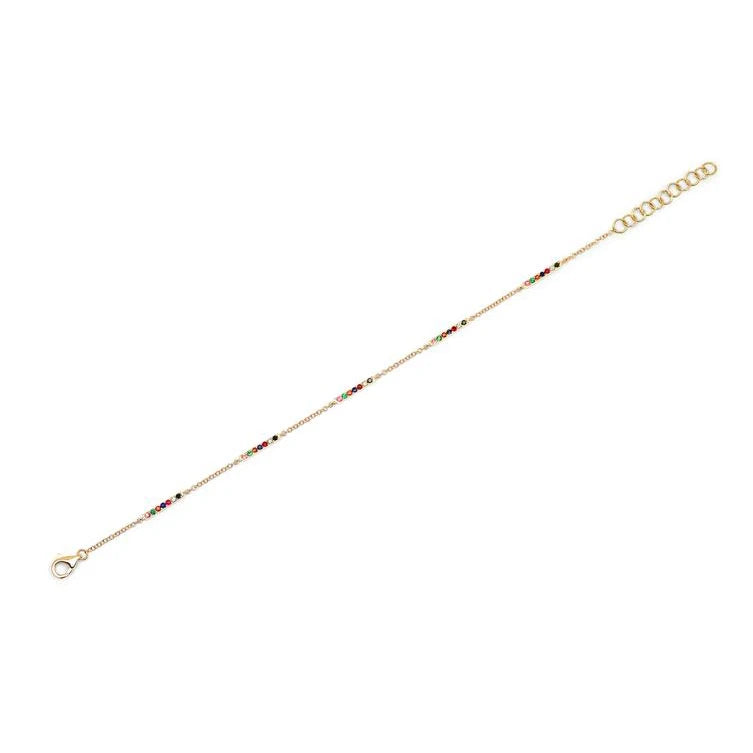 Geometric CZ Bar Link Chain 925 Sterling Silver Bracelet