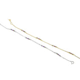 Geometric CZ Bar Link Chain 925 Sterling Silver Bracelet