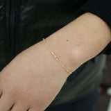 Geometric CZ Bar Link Chain 925 Sterling Silver Bracelet