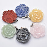 6pcs Natural Stone Rose Flower Pendants Charms Jewelry
