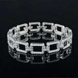 Silver Rectangle Hand Bracelet Bangle for Women Anniversary Jewelry