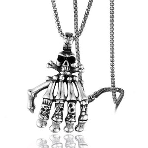 Ghost Claw Fingers Jewelry Retro Stainless Steel Alloy Punk Hand Bone Necklace