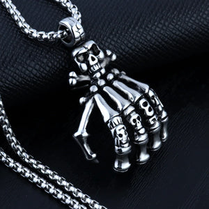 Ghost Claw Fingers Jewelry Retro Stainless Steel Alloy Punk Hand Bone Necklace