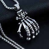 Ghost Claw Fingers Jewelry Retro Stainless Steel Alloy Punk Hand Bone Necklace