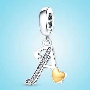 925 Silver Bracelet Charms A-Z Letters Beads DIY Jewelry Making