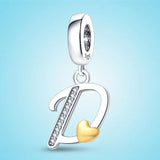925 Silver Bracelet Charms A-Z Letters Beads DIY Jewelry Making