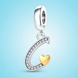 925 Silver Bracelet Charms A-Z Letters Beads DIY Jewelry Making
