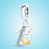 925 Silver Bracelet Charms A-Z Letters Beads DIY Jewelry Making