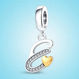 925 Silver Bracelet Charms A-Z Letters Beads DIY Jewelry Making