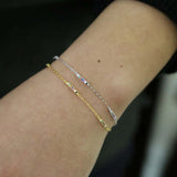 925 Silver CZ Bar Link Chain Bracelet for Girls
