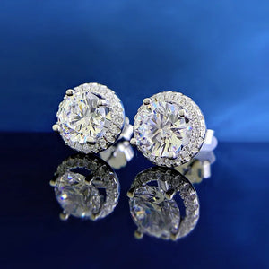 Round Full Diamond Zircon Earrings for Women