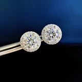 Round Full Diamond Zircon Earrings for Women