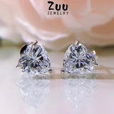 925 Silver Heart-Cut Diamond Earrings