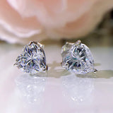 925 Silver Heart-Cut Diamond Earrings