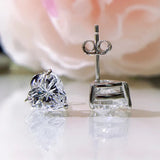 925 Silver Heart-Cut Diamond Earrings