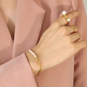 Natural Freshwater Pearl Chain Necklace & Bracelet Set