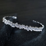 Silver Princess Bangle Bracelet Open Anniversary Jewelry