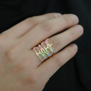 Wide Hollow Ring with Pave CZ for Women