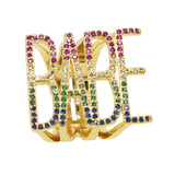 Wide Hollow Ring with Pave CZ for Women