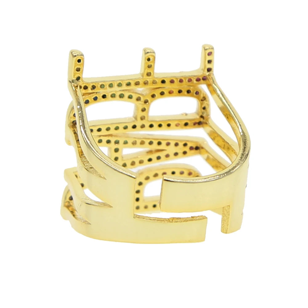 Wide Hollow Ring with Pave CZ for Women