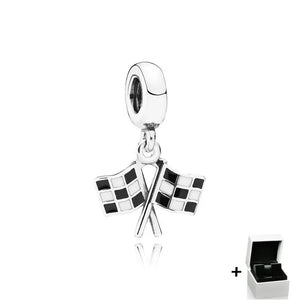 925 Sterling Silver Racing Flag Castle Elephant Pendant DIY Women's Jewelry