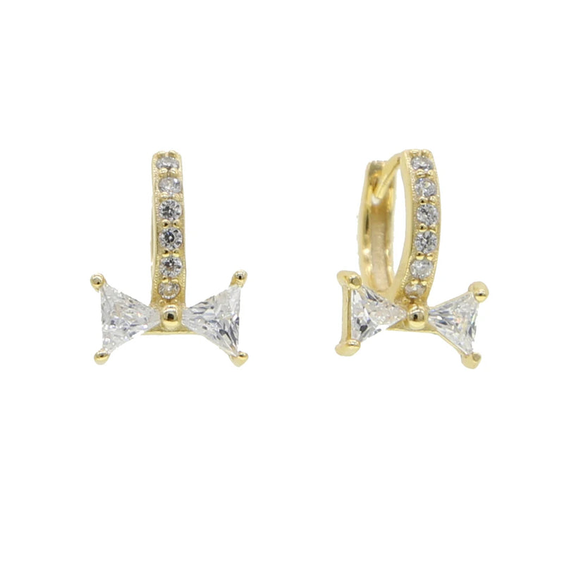 925 Silver Bowtie Zircon Dangel Earrings