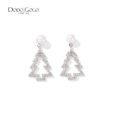 Red Rose Love Earrings 925 Sterling Silver Round Heart-Shaped Carving