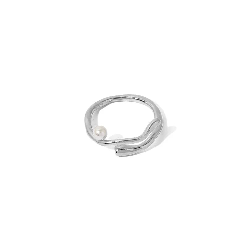 Irregular Wave Pearl Ring Female Niche Sense Ring