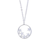 Sterling Silver CZ Star Cluster Charm Necklace
