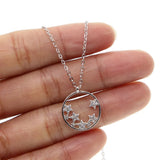 Sterling Silver CZ Star Cluster Charm Necklace