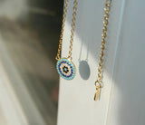 925 Silver Evil Eye Disco Charm Necklace