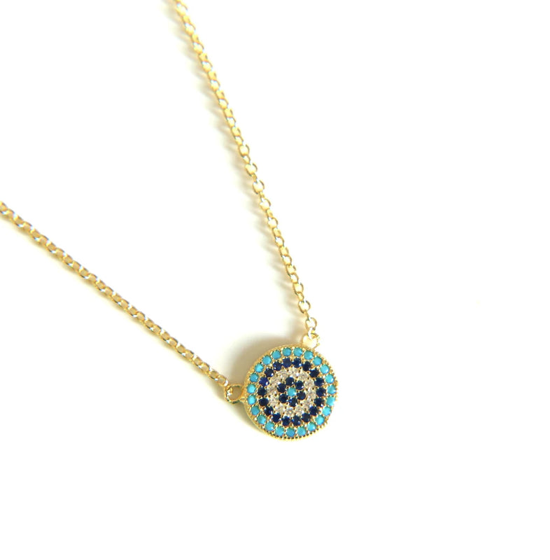925 Silver Evil Eye Disco Charm Necklace