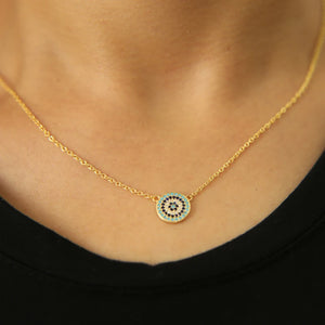 925 Silver Evil Eye Disco Charm Necklace