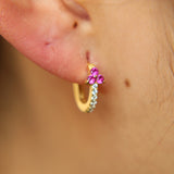 925 Sterling Silver CZ Huggie Hoop Earrings