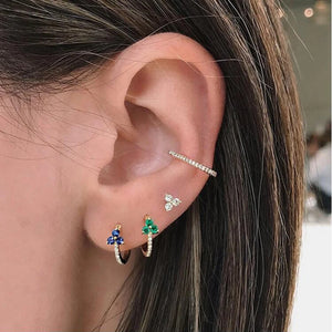 925 Sterling Silver CZ Huggie Hoop Earrings